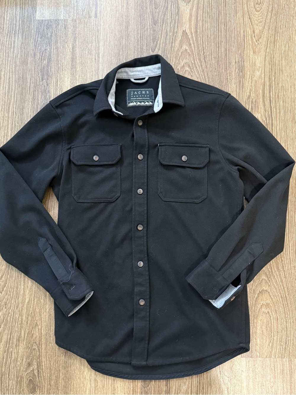 Jachs Black Button-Front overcoat